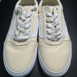 Vans Cream/Light Yellow Canvas Sneakers with White Details